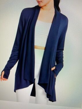 Athleta Pranayama Open Front Wrap Cardigan soft Yoga  style Navy size XS